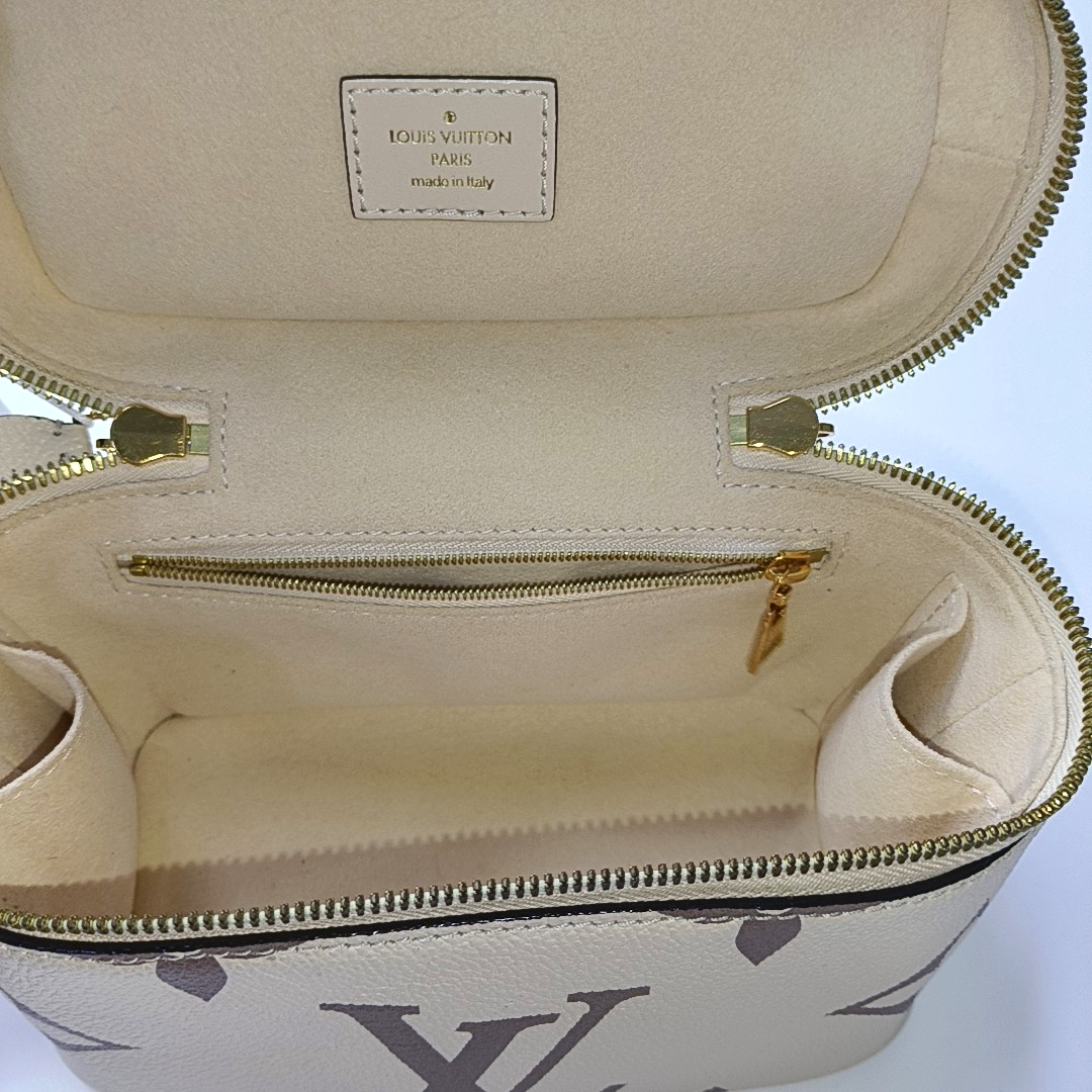 LOUIS VUITTON NICE Small Beige Calfskin Monogram Embossed Shoulder Bag Tote Bag Crossbody Bag Gold Hardware Removable Strap-(SKU)-964789653