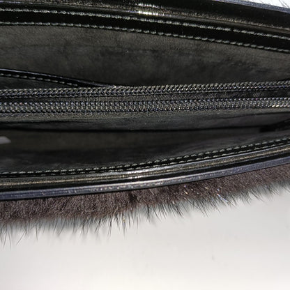 GUCCI Black Fur Handbag Silver Hardware-(SKU)-12419286