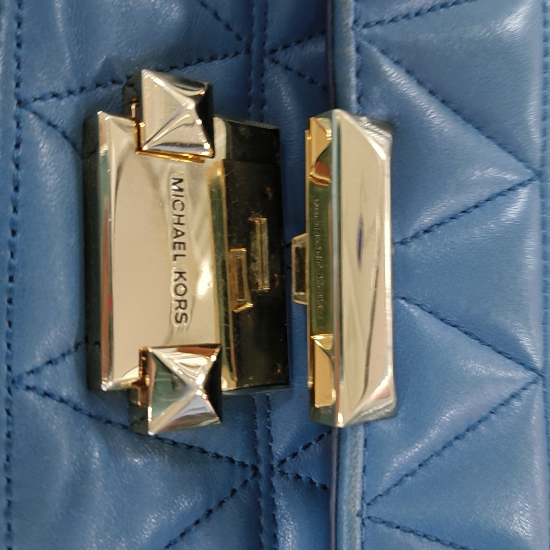 MICHAEL KORS Sloan Small size Blue Cowhide Quilted Crossbody Bag Single Shoulder Bag Golden hardware-(SKU)-12438263