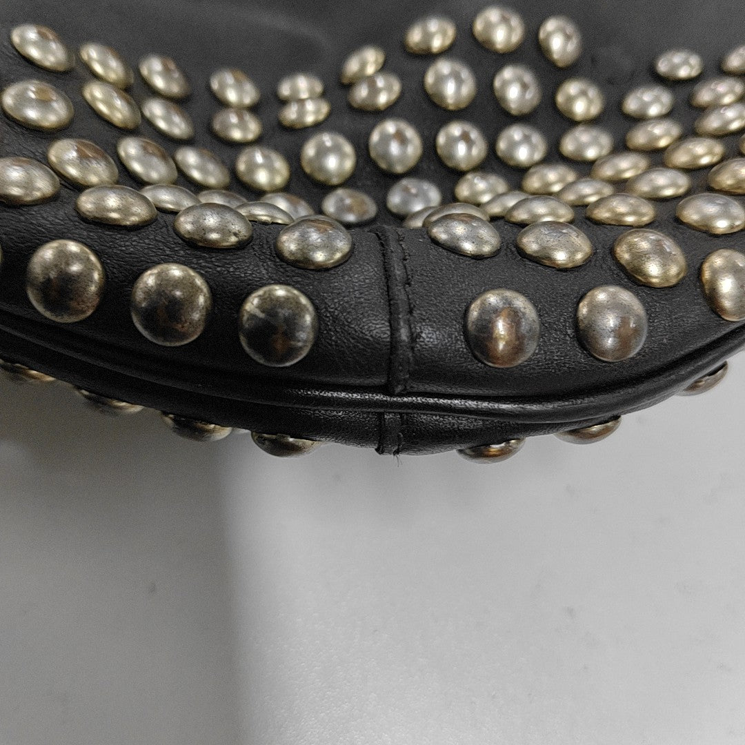 BURBERRY Ledbury Heritage Brown cowhide studded single shoulder bag handbag Golden hardware Removable shoulder strap-(SKU)-13122378