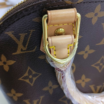 LOUIS VUITTON ALMA BB Brown Coated Canvas Monogram Vernis Shell Bag Single Shoulder Bag Tote Bag Crossbody Bag Gold Hardware Removable Shoulder Strap-(SKU)-963383316