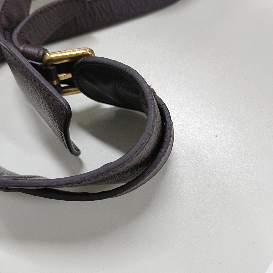 LOEWE Dark Purple Cowhide Single Shoulder Bag, Handbag Golden hardware Removable shoulder strap-(SKU)-13379817