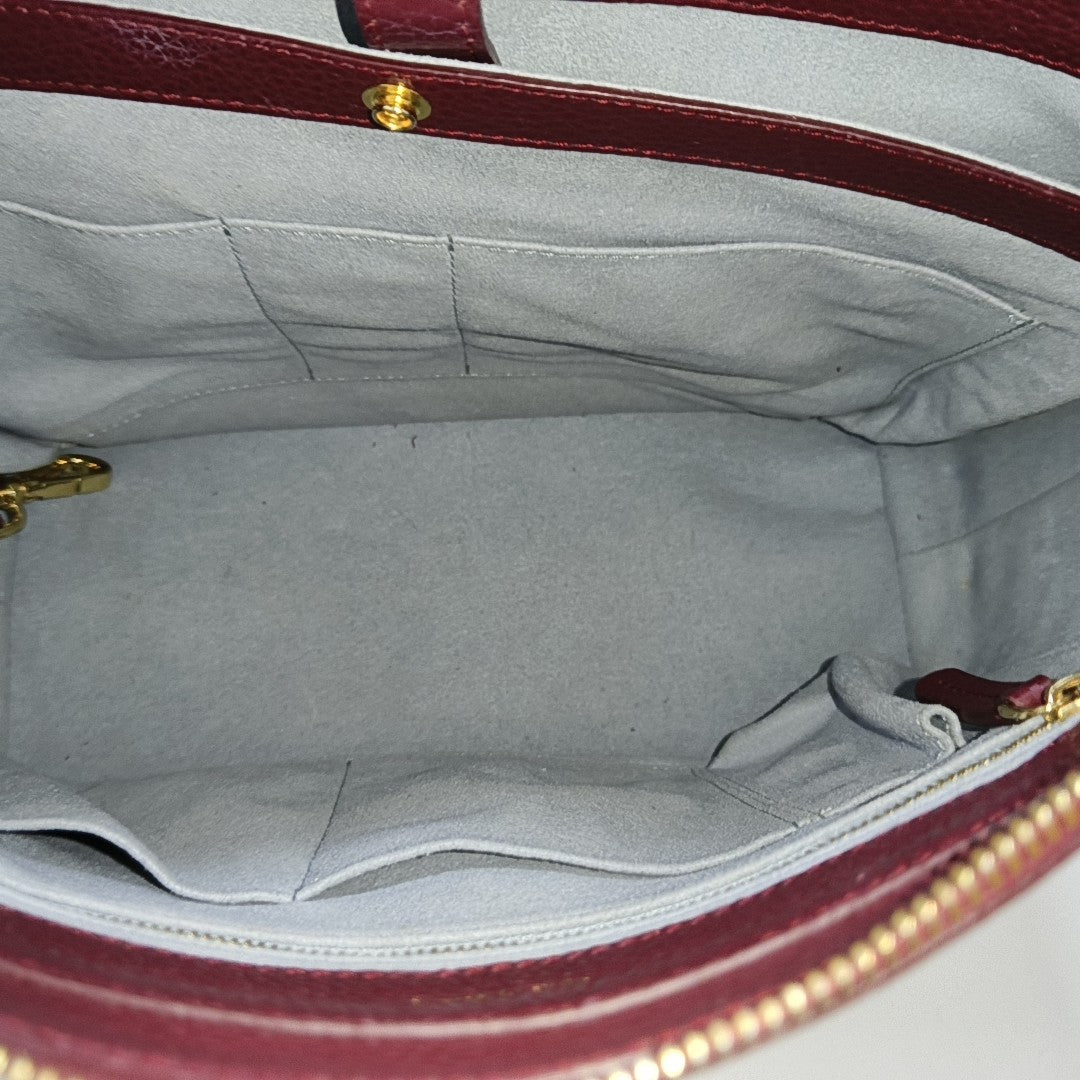 senreve Red Cow Leather Embossed Shoulder Bag Tote Bag Golden hardware Removable shoulder strap-(SKU)-13429698