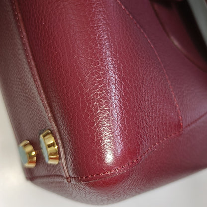 senreve Red Cow Leather Embossed Shoulder Bag Tote Bag Golden hardware Removable shoulder strap-(SKU)-13429698