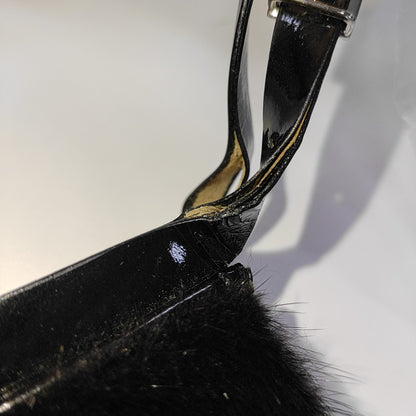 GUCCI Black Fur Handbag Silver Hardware-(SKU)-12419286