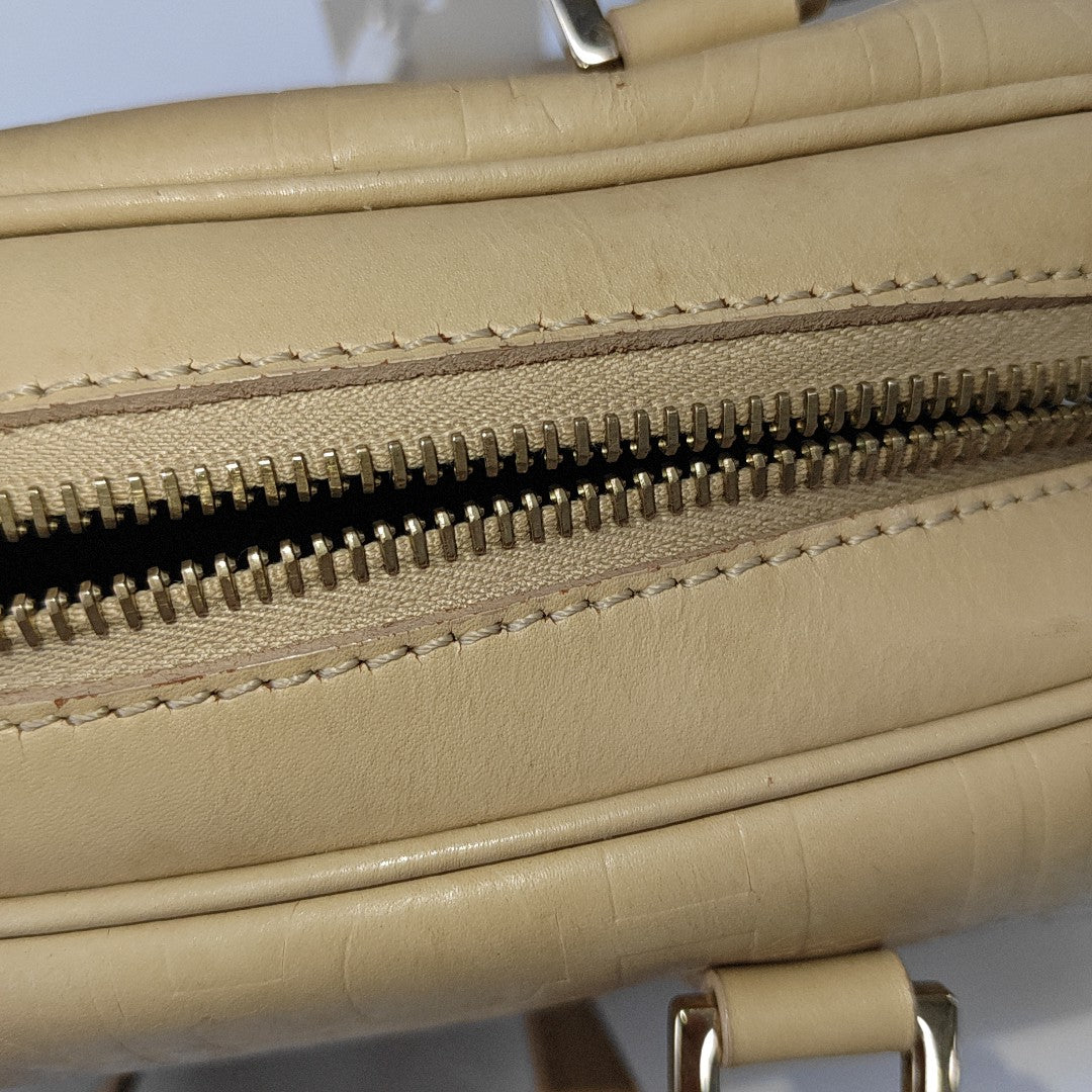 CELINE Beige Leather Embossed Handbag Golden hardware-(SKU)-14139543