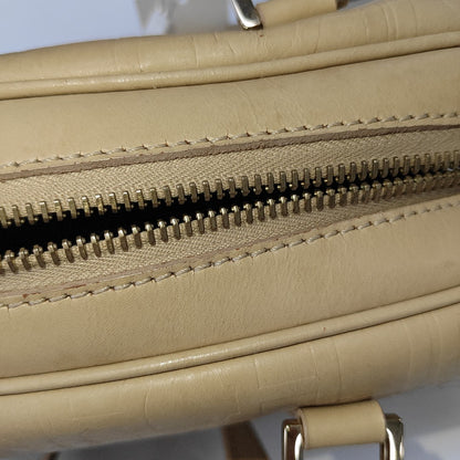 CELINE Beige Leather Embossed Handbag Golden hardware-(SKU)-14139543