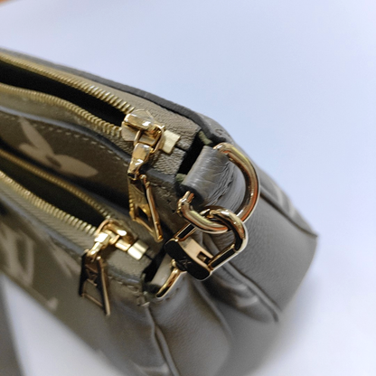 LOUIS VUITTON MULTI Green Calfskin Crossbody Shoulder Bag Tote Bag Gold Hardware Pockets 2 Removable Shoulder Straps Full Accessories-(SKU)-964086882