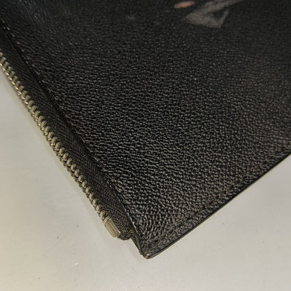 GIVENCHY Black Leather Printed Embossed Clutch Silver Hardware-(SKU)-14453406