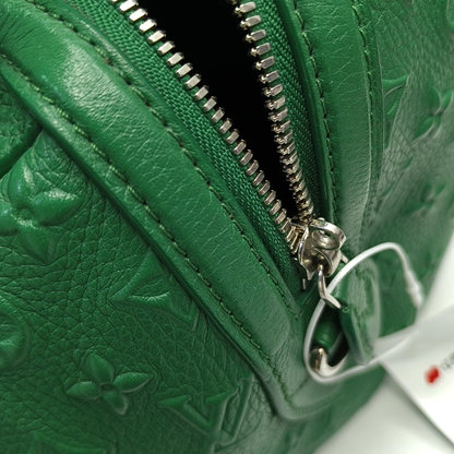 LOUIS VUITTON NEO PAPILLON Green leather monogram embossed Boston bag shoulder bag handbag crossbody bag with silver hardware and removable shoulder strap-(SKU)-950486296