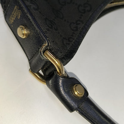 GUCCI Abbey Black canvas monogram jacquard shoulder tote Golden hardware-(SKU)-929825817
