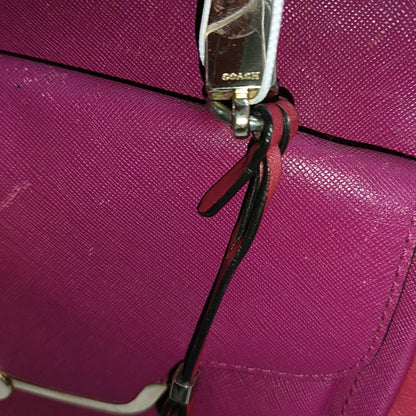 COACH Hot Pink Leather Shoulder, Handbag, and Crossbody Bag Golden hardware-(SKU)-930591818