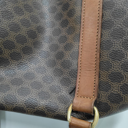 CELINE MACADAM BOSTON Brown Coated Canvas Monogrammed Single Shoulder Bag Golden hardware-(SKU)-933287333
