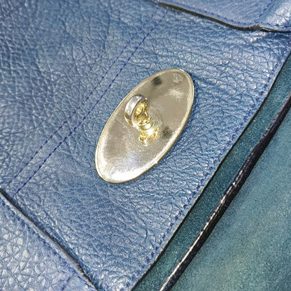 Mulberry Bayswater  Large size Dark Blue Cowhide Handbag Single Shoulder Bag Golden hardware-(SKU)-940347646