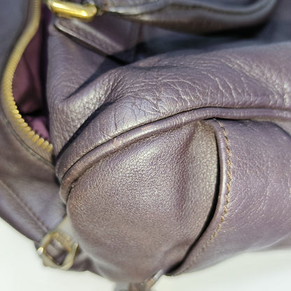 LOEWE Dark Purple Cowhide Single Shoulder Bag, Handbag Golden hardware Removable shoulder strap-(SKU)-13379817