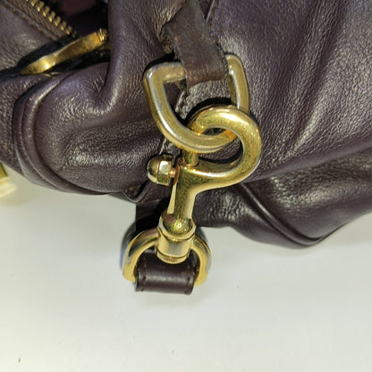 LOEWE Dark Purple Cowhide Single Shoulder Bag, Handbag Golden hardware Removable shoulder strap-(SKU)-13379817