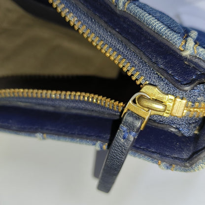 TORY BURCH Blue Fabric Quilted Single Shoulder Bag, Handbag Golden hardware-(SKU)-940595833
