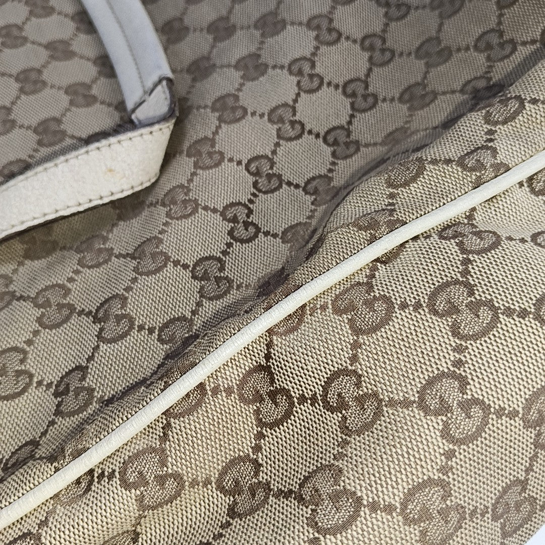 GUCCI Tote bag Brown Canvas Crocodile Patterned Tote Shoulder Crossbody Bag Silver Hardware-(SKU)-941415646