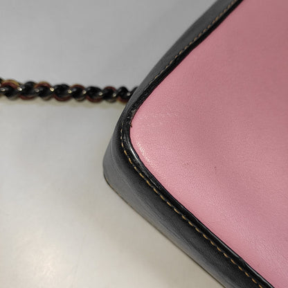 COACH DINKY Pink Cowhide Sling Bag Single Shoulder Bag Black hardware Removable shoulder strap-(SKU)-942643126