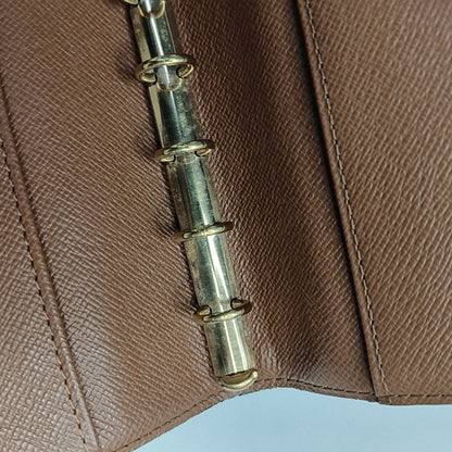 LOUIS VUITTON AGENDA Brown Coated Canvas Monogrammed Tote Handbag Golden hardware Vintage model-(SKU)-943035127