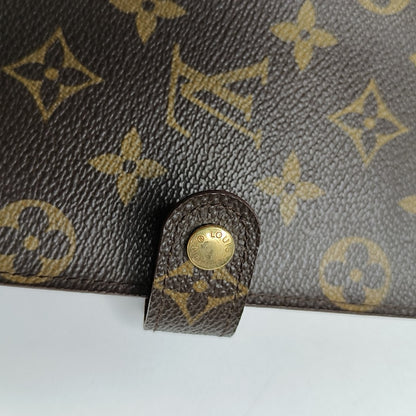 LOUIS VUITTON AGENDA Brown Coated Canvas Monogrammed Tote Handbag Golden hardware Vintage model-(SKU)-943035127