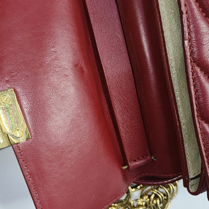 Chloé Drew mini Red Cowhide Quilted Shoulder Bag Crossbody Golden hardware shoulder straps-(SKU)-943660428
