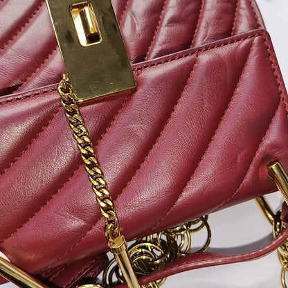 Chloé Drew mini Red Cowhide Quilted Shoulder Bag Crossbody Golden hardware shoulder straps-(SKU)-943660428