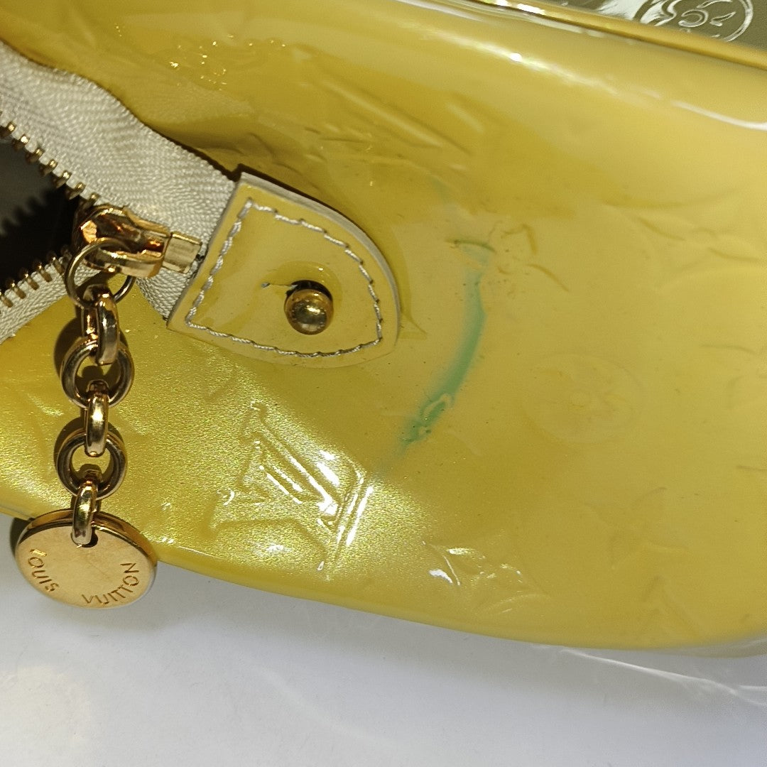 LOUIS VUITTON BREA Light Yellow Patent Leather Monogrammed Doctor Bag Handbag Golden hardware-(SKU)-943658683
