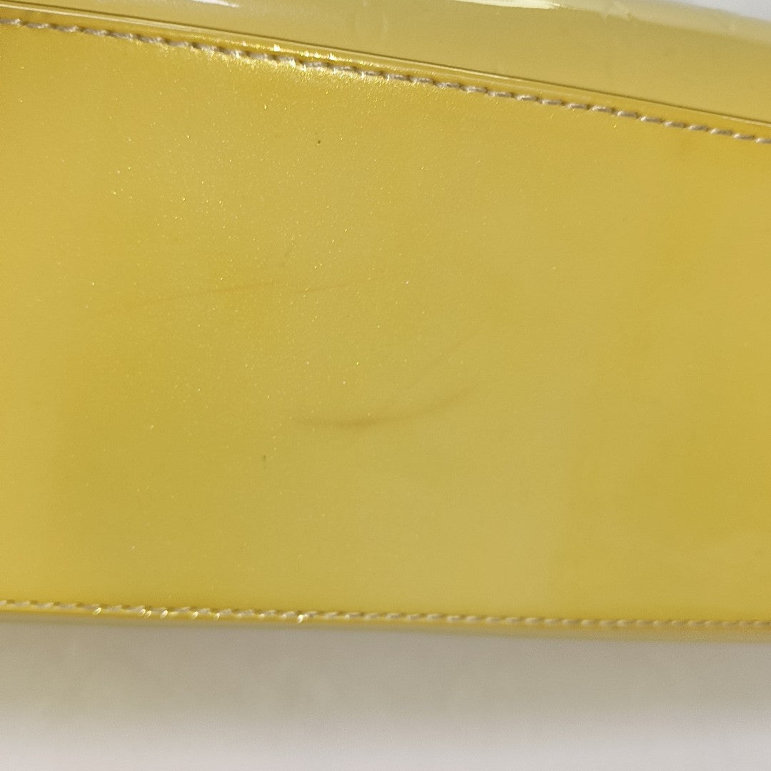 LOUIS VUITTON BREA Light Yellow Patent Leather Monogrammed Doctor Bag Handbag Golden hardware-(SKU)-943658683
