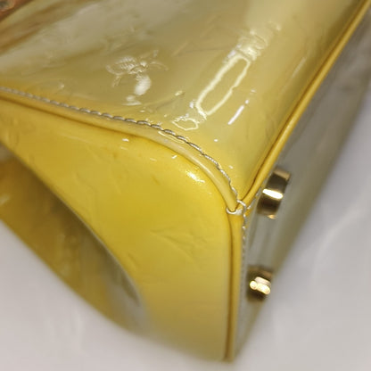 LOUIS VUITTON BREA Light Yellow Patent Leather Monogrammed Doctor Bag Handbag Golden hardware-(SKU)-943658683