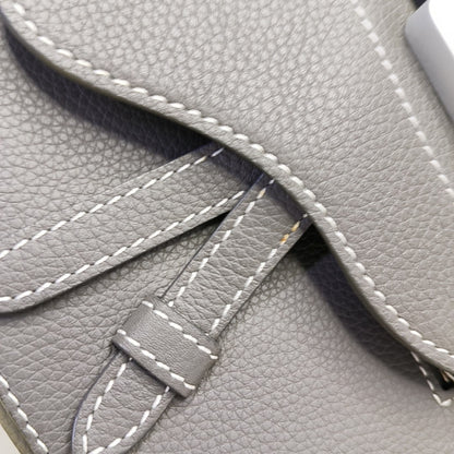 DIOR Gallop Mini Dark Gray Leather Saddle Bag Backpack with Silver Hardware Removable Strap-(SKU)-943857076