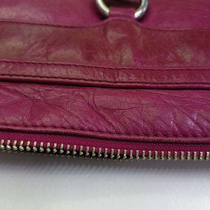 REBECCA MINKOFF M.A.C. Plum Red Cowhide Fringe Stud Single Shoulder Bag Crossbody Bag Silver Hardware Removable shoulder strap-(SKU)-943784602