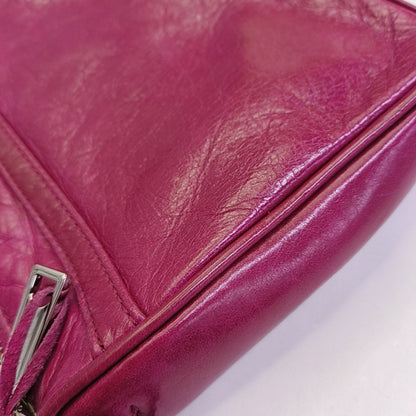 REBECCA MINKOFF M.A.C. Plum Red Cowhide Fringe Stud Single Shoulder Bag Crossbody Bag Silver Hardware Removable shoulder strap-(SKU)-943784602