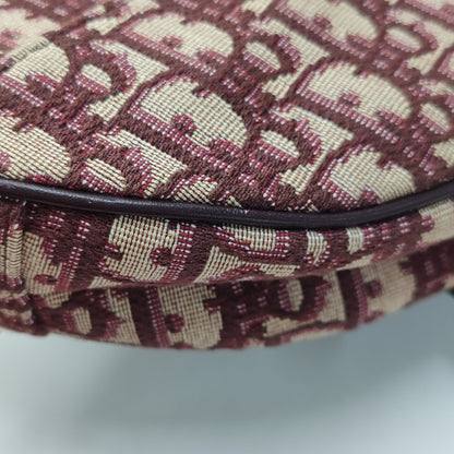 DIOR Saddle Small Burgundy Canvas Monogram Saddle Bag Crossbody Shoulder Bag with Gold Hardware Removable Strap-(SKU)-943857438