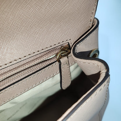 MICHAEL KORS Small size Light Pink Leather Embossed Single Shoulder Bag Crossbody Hobo Golden hardware Removable shoulder strap-(SKU)-943222180