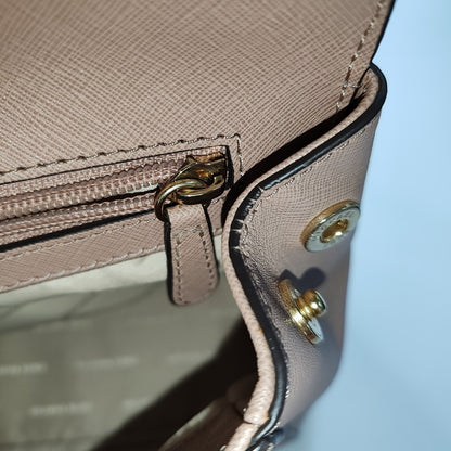 MICHAEL KORS Small size Light Pink Leather Embossed Single Shoulder Bag Crossbody Hobo Golden hardware Removable shoulder strap-(SKU)-943222180