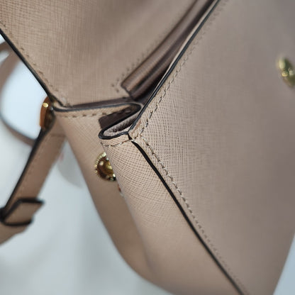 MICHAEL KORS Small size Light Pink Leather Embossed Single Shoulder Bag Crossbody Hobo Golden hardware Removable shoulder strap-(SKU)-943222180