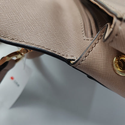 MICHAEL KORS Small size Light Pink Leather Embossed Single Shoulder Bag Crossbody Hobo Golden hardware Removable shoulder strap-(SKU)-943222180
