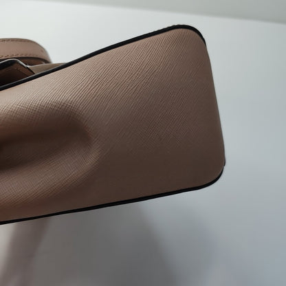 MICHAEL KORS Small size Light Pink Leather Embossed Single Shoulder Bag Crossbody Hobo Golden hardware Removable shoulder strap-(SKU)-943222180