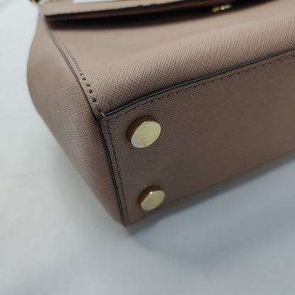 MICHAEL KORS Small size Light Pink Leather Embossed Single Shoulder Bag Crossbody Hobo Golden hardware Removable shoulder strap-(SKU)-943222180