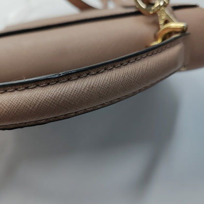 MICHAEL KORS Small size Light Pink Leather Embossed Single Shoulder Bag Crossbody Hobo Golden hardware Removable shoulder strap-(SKU)-943222180