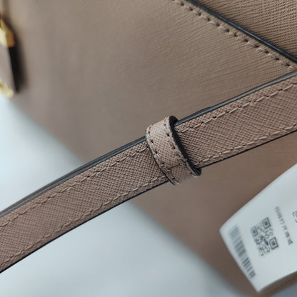 MICHAEL KORS Small size Light Pink Leather Embossed Single Shoulder Bag Crossbody Hobo Golden hardware Removable shoulder strap-(SKU)-943222180