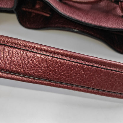 COACH Bucket bag Burgundy Cowhide Studs Carriage Single Shoulder Bag Sling Bag Handbag Black hardware-(SKU)-943932153