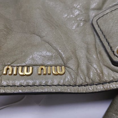 Miu Miu Tote bag Grey Leather Studs Shoulder Bag Silver Hardware-(SKU)-945572531