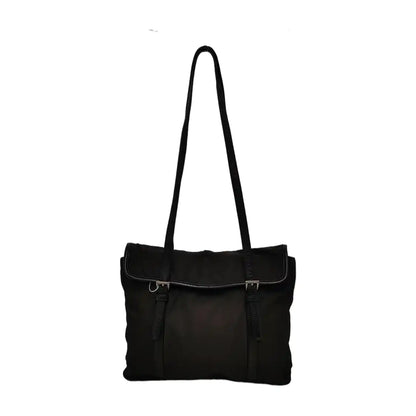PRADA Tote bag Black Nylon Single Shoulder Bag Handbag Silver Hardware-(SKU)-945954813