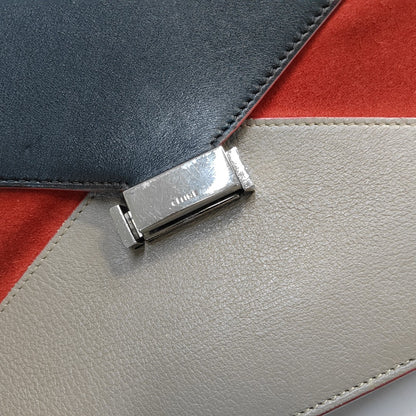 CELINE DIAMOND Multicolor Cowhide Leather Shoulder Bag Silver Hardware Removable shoulder strap-(SKU)-945892879