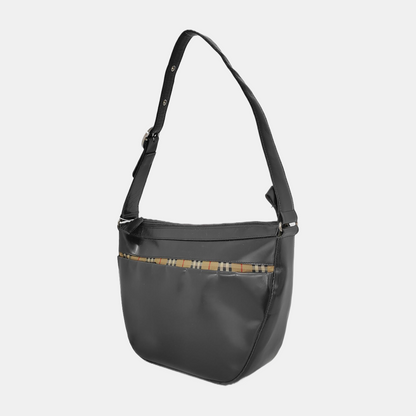 BURBERRY Black Calfskin Warhorse Grain Single Shoulder Bag Handbag Silver Hardware-(SKU)-946106319