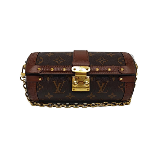 LOUIS VUITTON PAPILLON 19 Brown Coated Canvas Monogram Embossed Riveted Butterfly Bag Crossbody Bag Tote Bag Shoulder Bag Gold Hardware Two Removable Straps Included-(SKU)-946135782