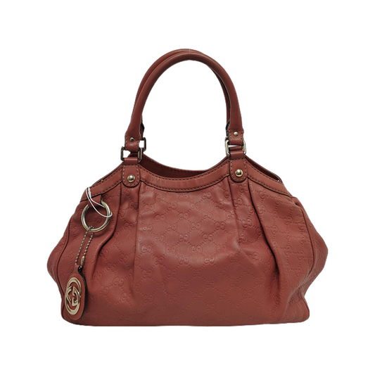 GUCCI Sukey Beige Cowhide Old Flower Embossed Handbag Single Shoulder Bag Golden hardware-(SKU)-946198626