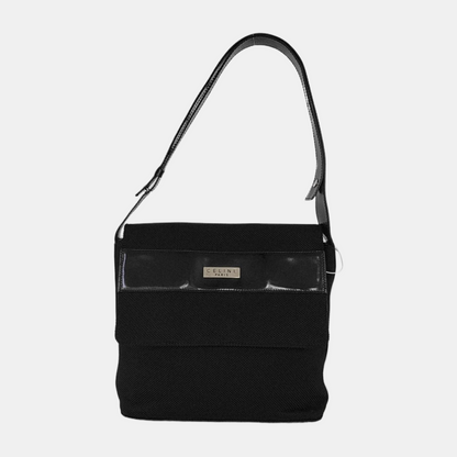 CELINE Black fabric crossbody bag shoulder bag Silver Hardware-(SKU)-946436005